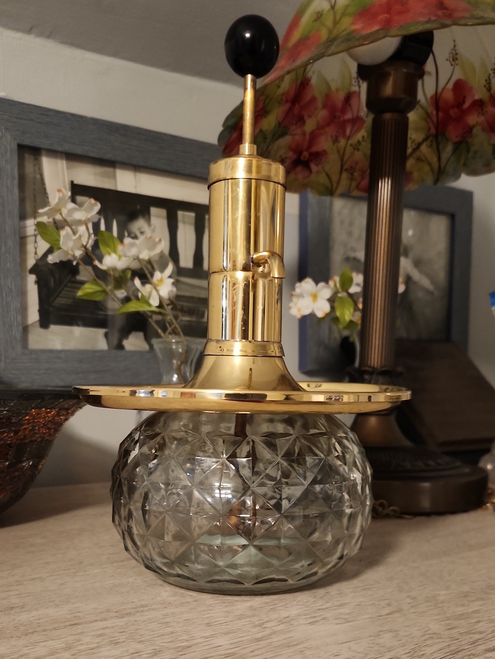 Vintage Park Sherman Brass And Crystal Merry Go Round Dispenser.